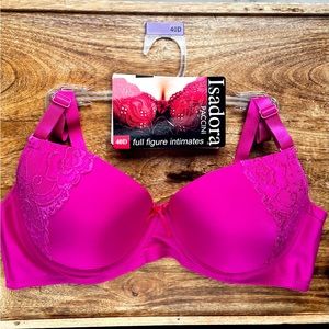 Plus size 40D invisible Lace Bra in Hot Pink Isadora Paccini